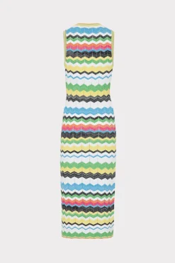 MILLY Jumpsuits & Rompers-V-Neck Zig Zag Midi Dress