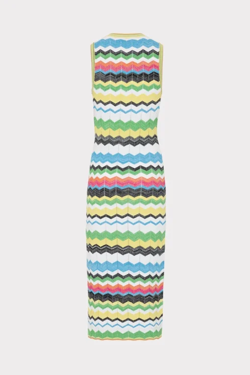 MILLY Jumpsuits & Rompers-V-Neck Zig Zag Midi Dress